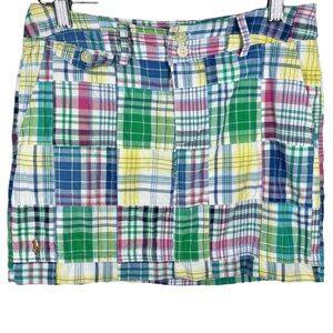 Ralph Lauren Skirt Girls Madras Patchwork Mini Short Size 14 Preppy Tenniscore